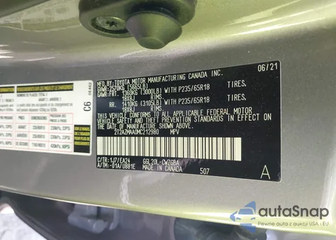 2021 Lexus Rx 350 z USA, uszkodzony, nr VIN 2T2AZMAA0MC212980